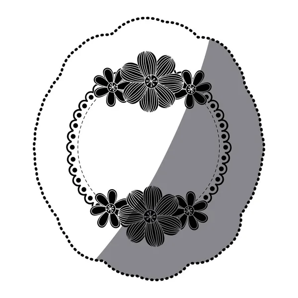 Sticker silhouette decorative ornament with flowers — Stock Vector