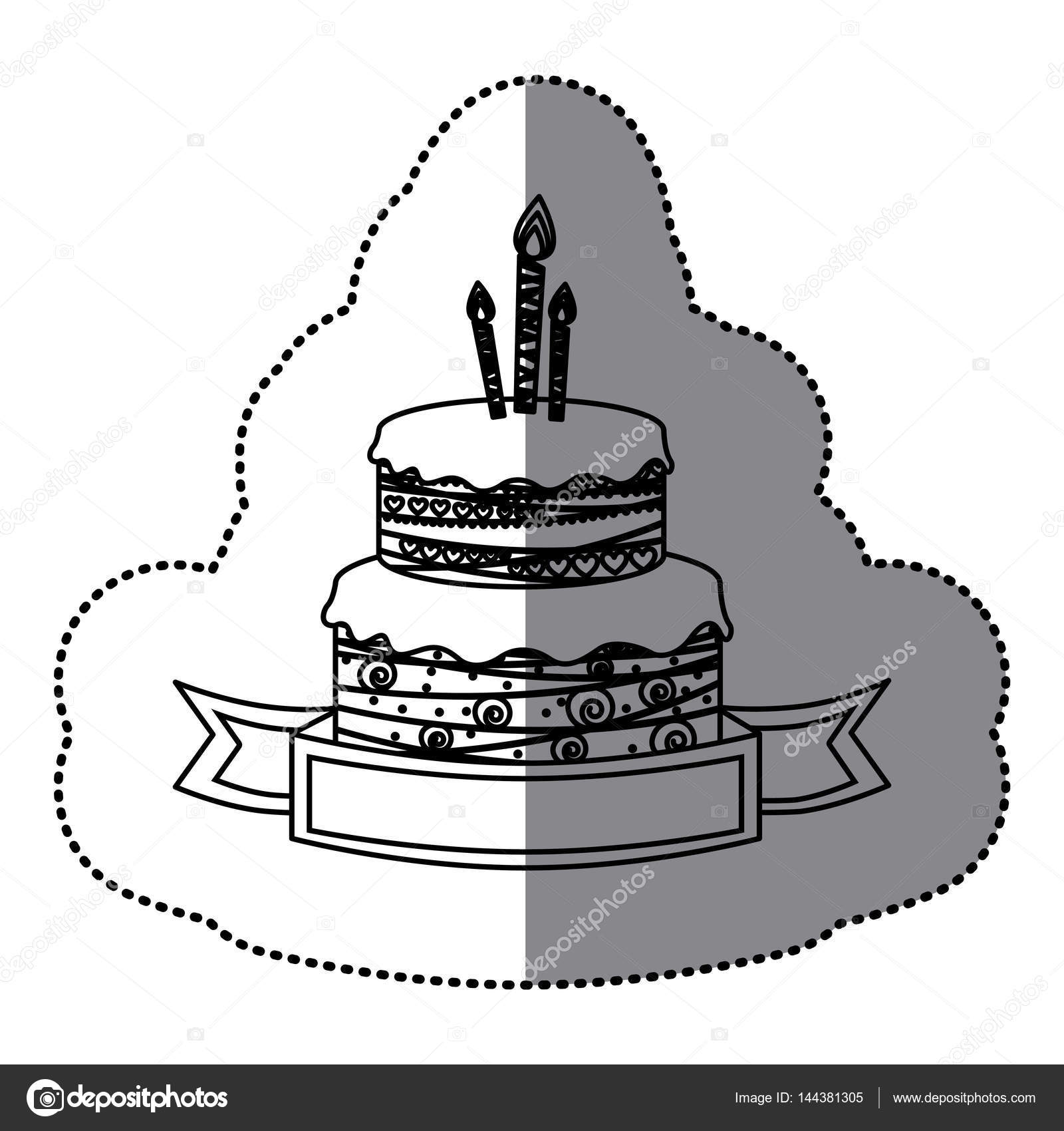 Download Sticker silhouette birthday cake two floors with candles ...