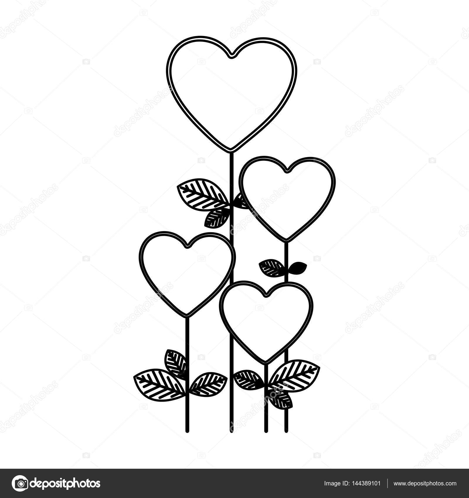 Rysunek Serce Balony Drzewa Ikonę Grafika Wektorowa