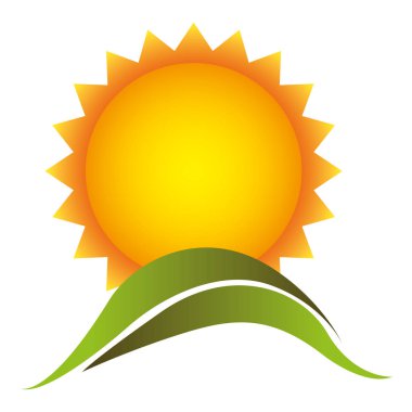 Güzel güneş dağ simgesi ile renk