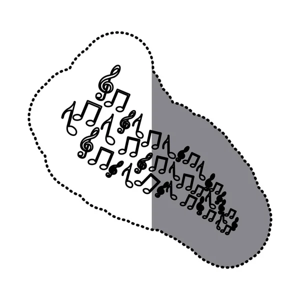 Набір наклейок силует музичних нот піктограми — стоковий вектор