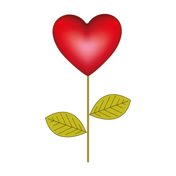 赤いハートのバルーン植物アイコン — ストックベクタ