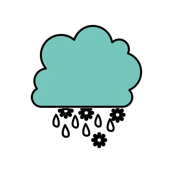 Couleur nuage pluie et neige icône — Image vectorielle