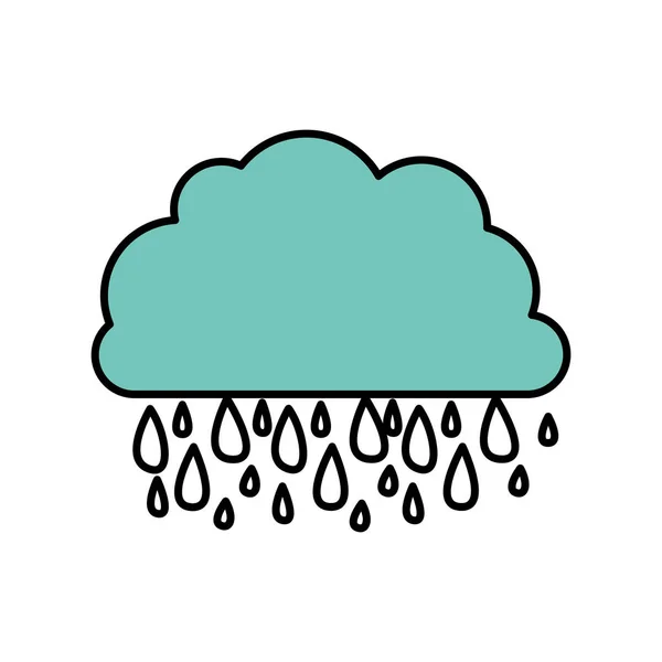 Blue cloud rainning ikon — Stock Vector