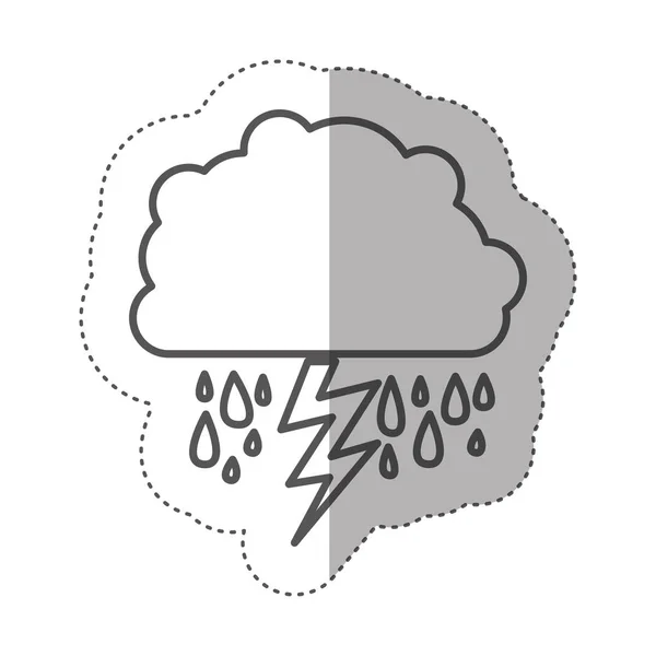 Figura nube lloviendo con rayo — Archivo Imágenes Vectoriales