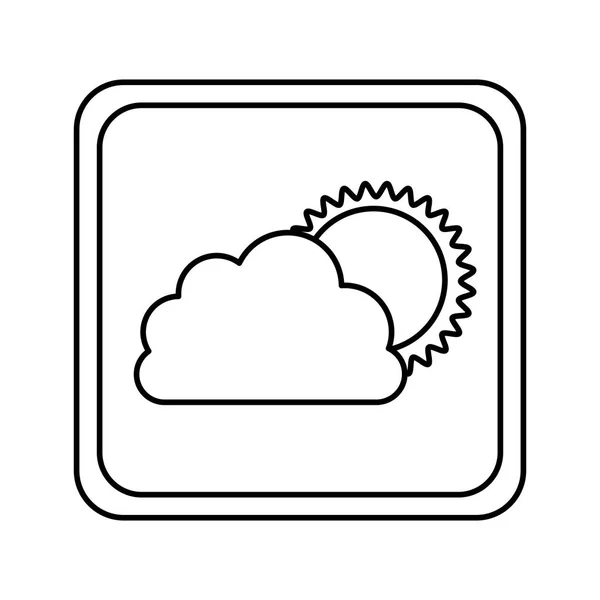 Nuage emblématique avec icône soleil — Image vectorielle