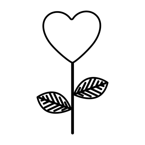 Figure heart balloon plant icon — Stock Vector