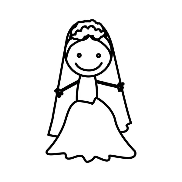 Σχήμα νύφη με το εικονίδιό της φόρεμα — Διανυσματικό Αρχείο