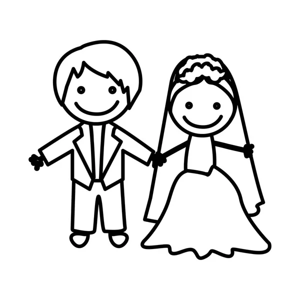 Figura ícone casal casado — Vetor de Stock