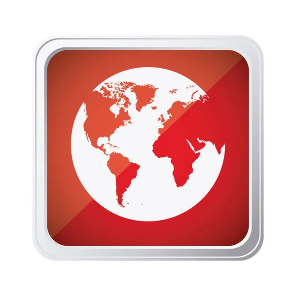 Röda emblem jorden planet ikonen — Stock vektor