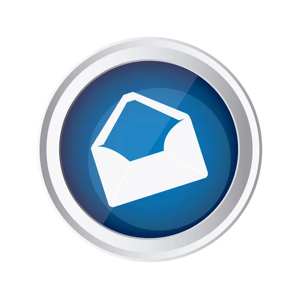 Blue emblem open message envelope icon — Stock Vector