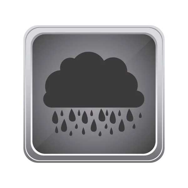 Emblema gris nube lloviendo icono — Archivo Imágenes Vectoriales