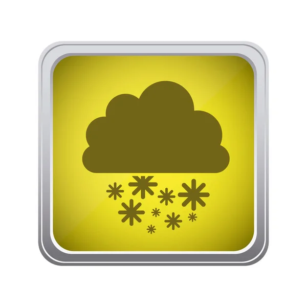 Yellow emblem cloud snowing icon — Stock Vector