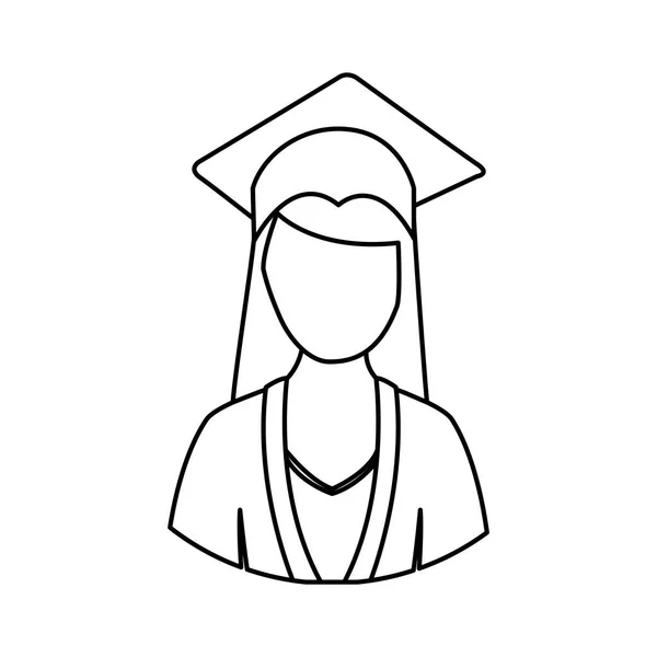 Silhouette femme graduation icône — Image vectorielle