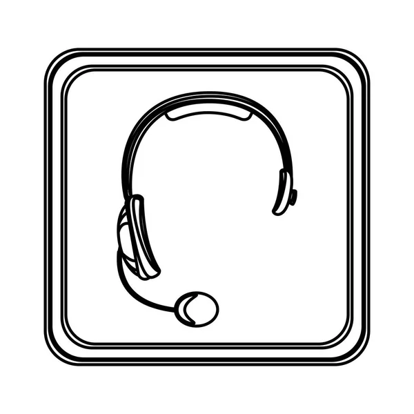 Figure emblem headphone service icon — Stock Vector