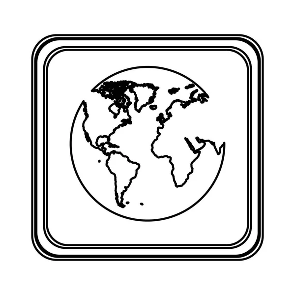 Emblema de contorno planeta tierra icono — Vector de stock