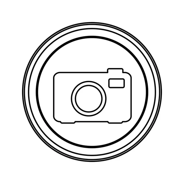 Contour emblem kameraikonen — Stock vektor