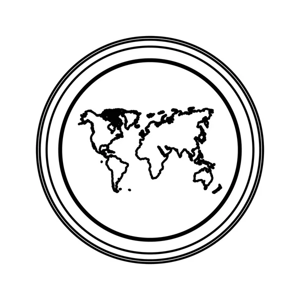 Contour emblem jorden planet karta ikon — Stock vektor