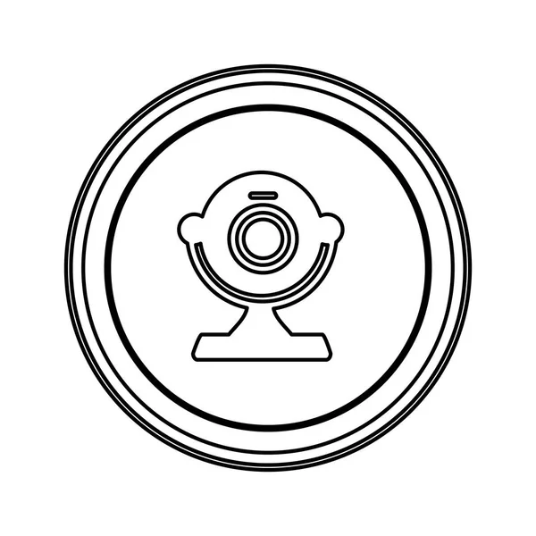 Emblème de contour icône de caméra d'ordinateur — Image vectorielle