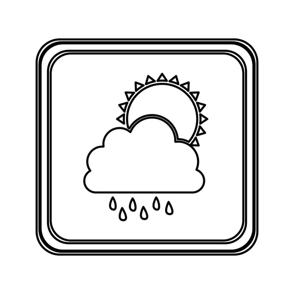 Figurenemblem Wolke regnet mit Sonnensymbol — Stockvektor