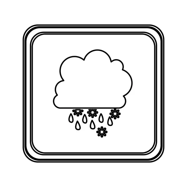 Figure emblem cloud rainning and snowing icon — Stock Vector