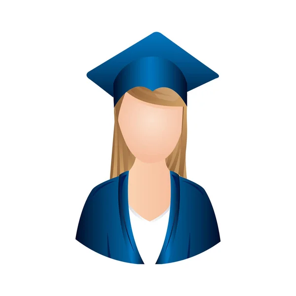 Icono de graduación mujer colorido — Vector de stock