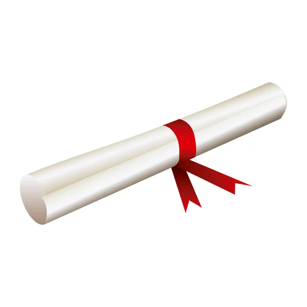 Kleur diploma met rood lint, pictogram — Stockvector