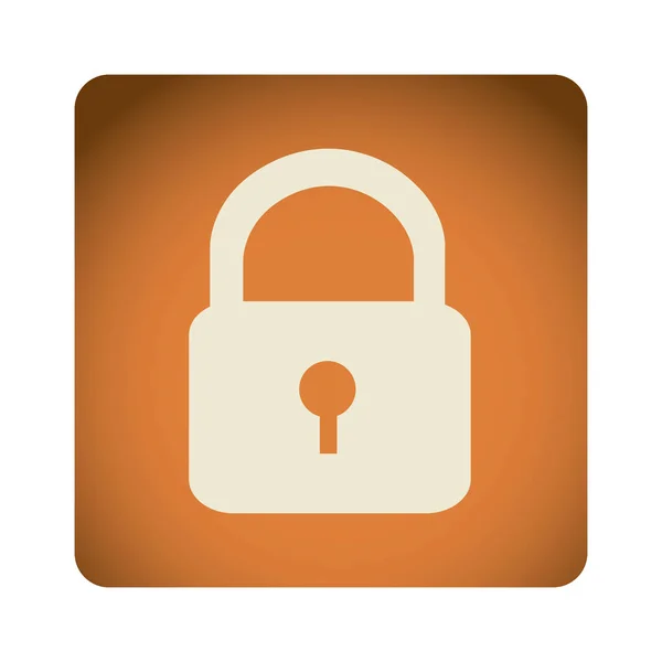 Orange emblem lock icon — Stock Vector