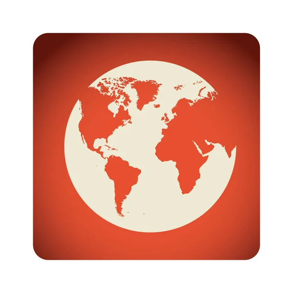 Emblema rojo planeta tierra icono — Archivo Imágenes Vectoriales