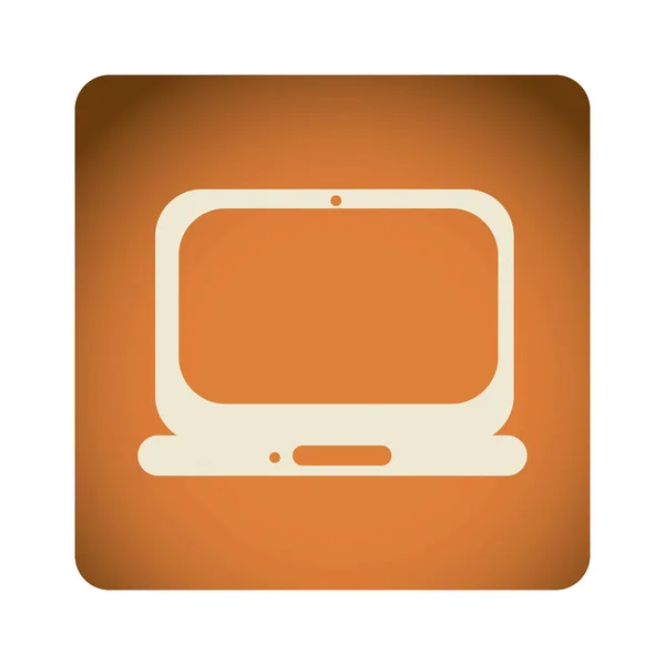 Emblème orange icône ordinateur portable — Image vectorielle