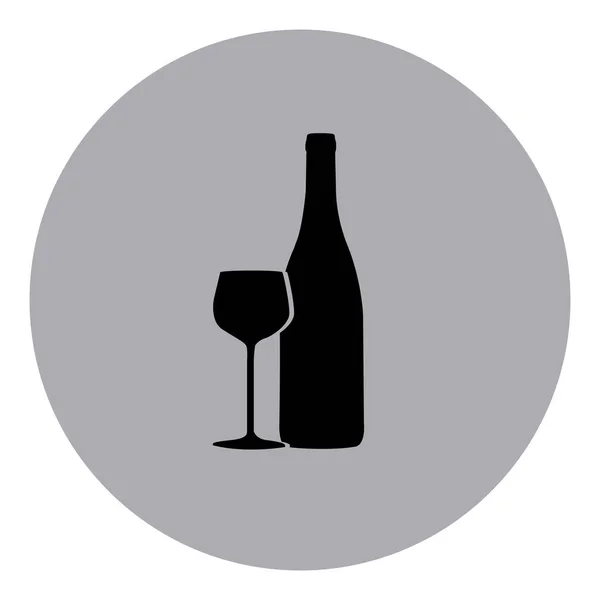 Garrafa de vinho emblema azul com ícone de vidro —  Vetores de Stock