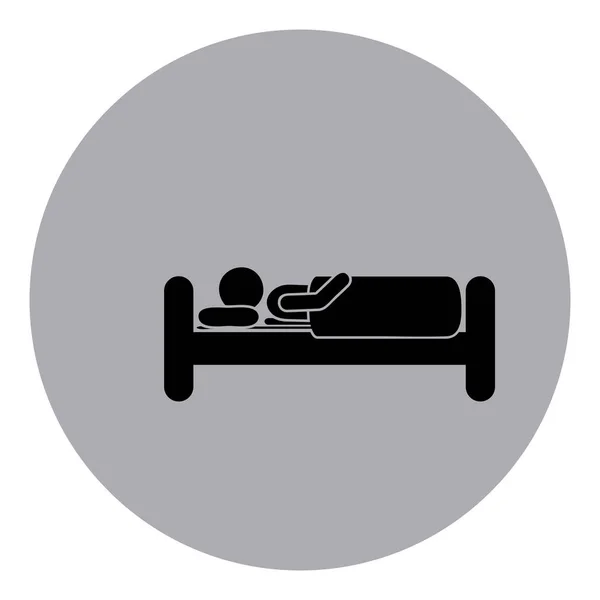 Blue emblem sticker bed and person sleeping — Stock Vector