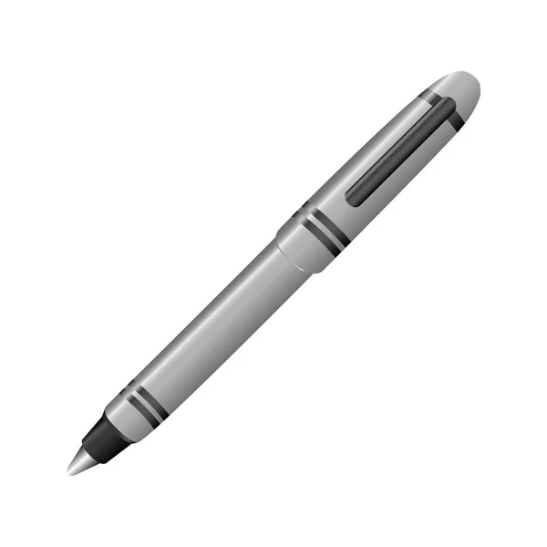 Icône de stylo à bille métallique argenté — Image vectorielle