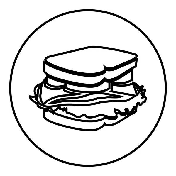 Figura emblema etiqueta icono sándwich — Vector de stock