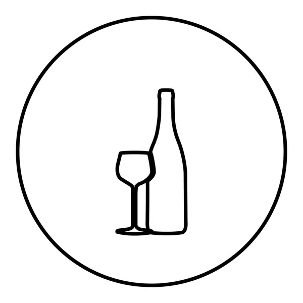 Figur Emblem Weinflasche mit Glas-Symbol — Stockvektor