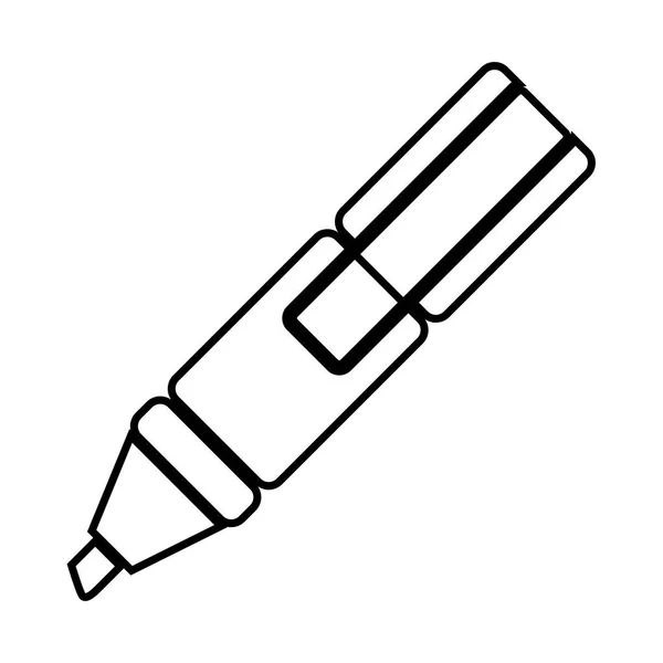 Icona penna evidenziatore figura bianca — Vettoriale Stock