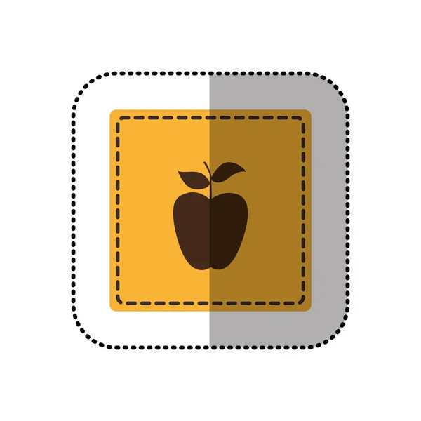Ícone de fruta de maçã emblema amarelo — Vetor de Stock