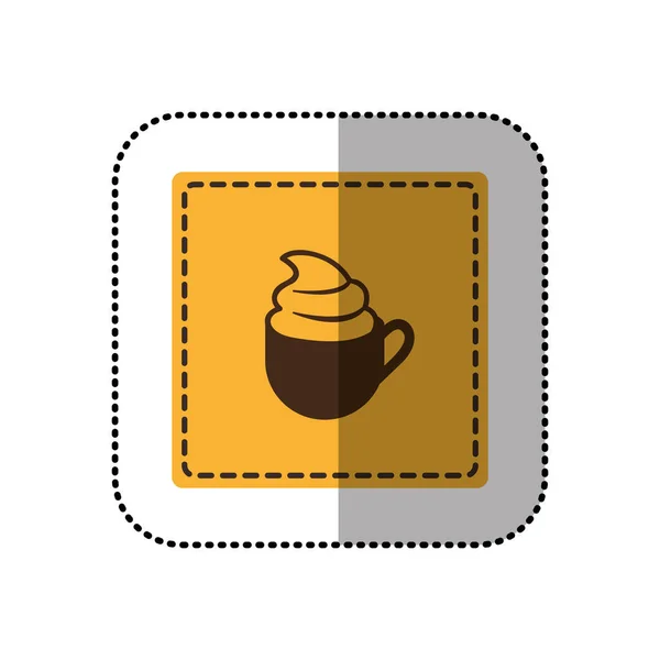 Cor café copo emblema com ícone de creme —  Vetores de Stock