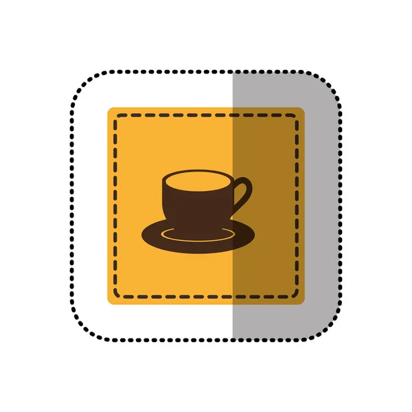 Etiqueta de color taza con el icono de la placa — Vector de stock