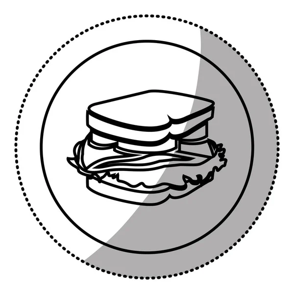Silhueta emblema adesivo ícone sanduíche — Vetor de Stock