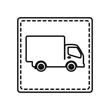 tek renkli kontür köşeli ve noktalı çizgi ile kamyon