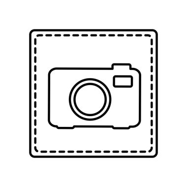 tek renkli kontür köşeli ve noktalı çizgi ile analog fotoğraf makinesi