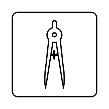 Pusula simgesini tek renkli kontur kare