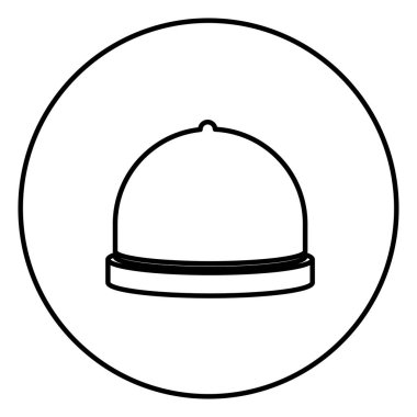 tek renkli kontur dairesel çerçeve cloche simgesi gıda ile