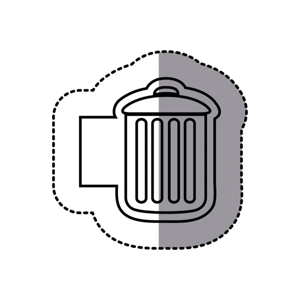Figura emblema metal basura lata icono — Vector de stock