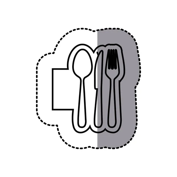 Emblème silhouette icône de coutellerie métallique — Image vectorielle