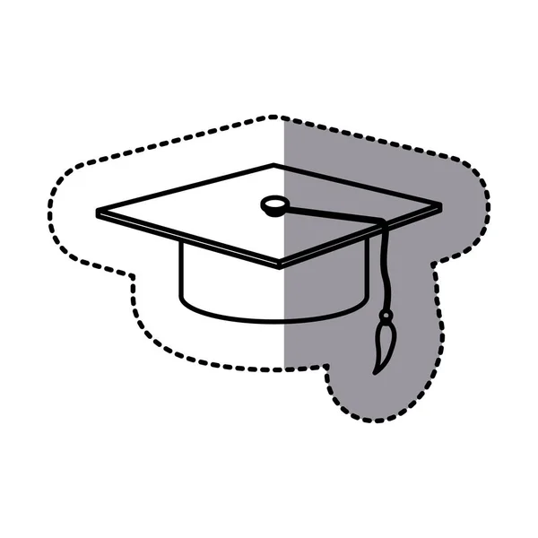 Icono del sombrero de graduación emblema de contorno — Vector de stock