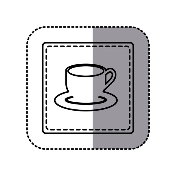 Contour emblem cup med plattan ikon — Stock vektor