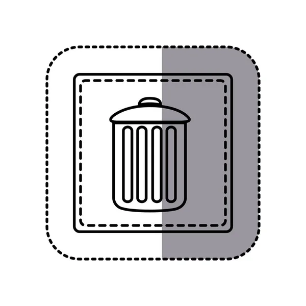 Contour-embleem metalen prullenbakpictogram kan — Stockvector