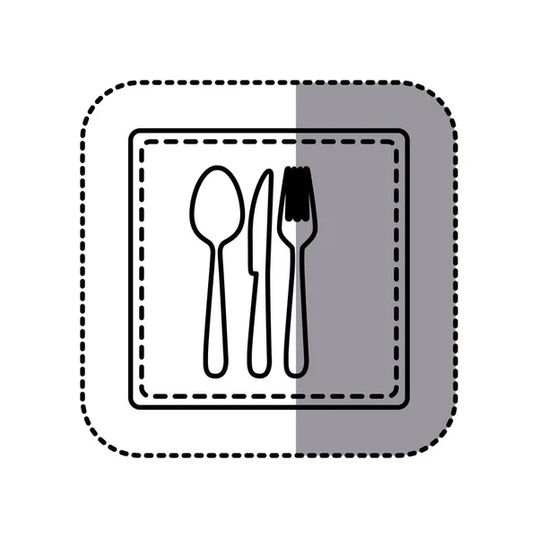 Contour emblem metal cutlery icon — Stock Vector